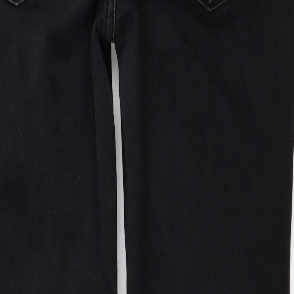 Marks and Spencer Womens Black Cotton Straight Jeans Size 12 Regular Zip