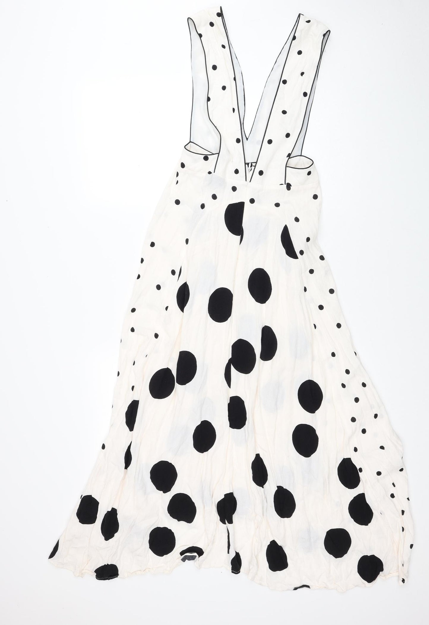 Topshop Womens Ivory Polka Dot Viscose Maxi Size 10 V-Neck Zip