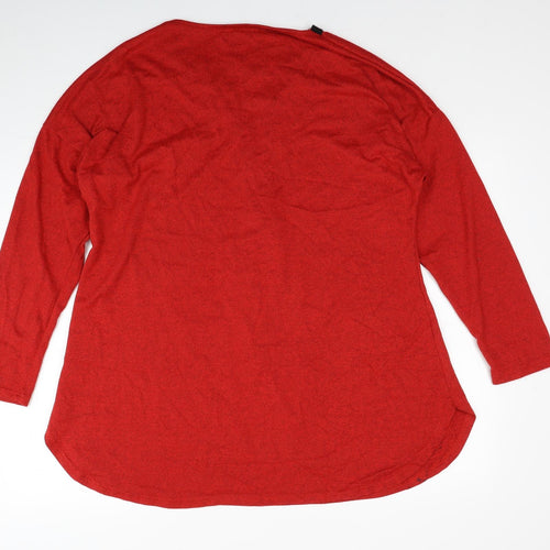 Zanzea Womens Red V-Neck Polyester Pullover Jumper Size 4XL