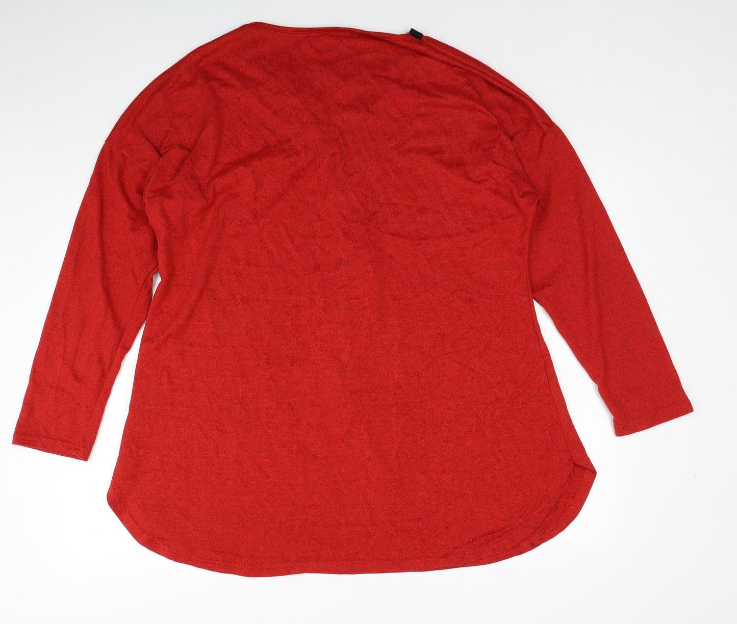 Zanzea Womens Red V-Neck Polyester Pullover Jumper Size 4XL