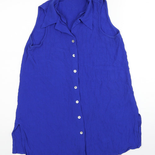 BHS Womens Blue Viscose Basic Tank Size 12 V-Neck