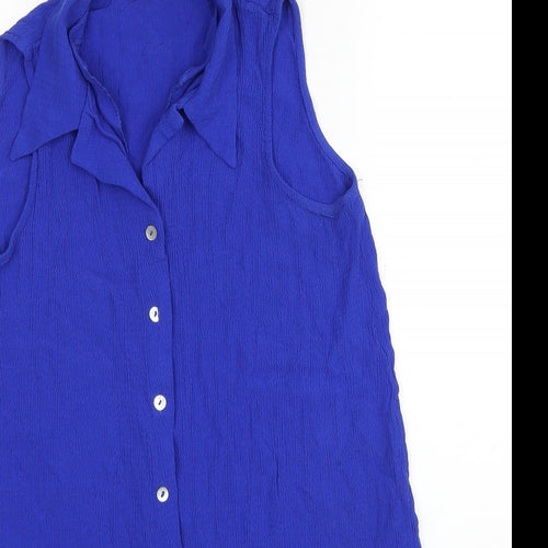 BHS Womens Blue Viscose Basic Tank Size 12 V-Neck