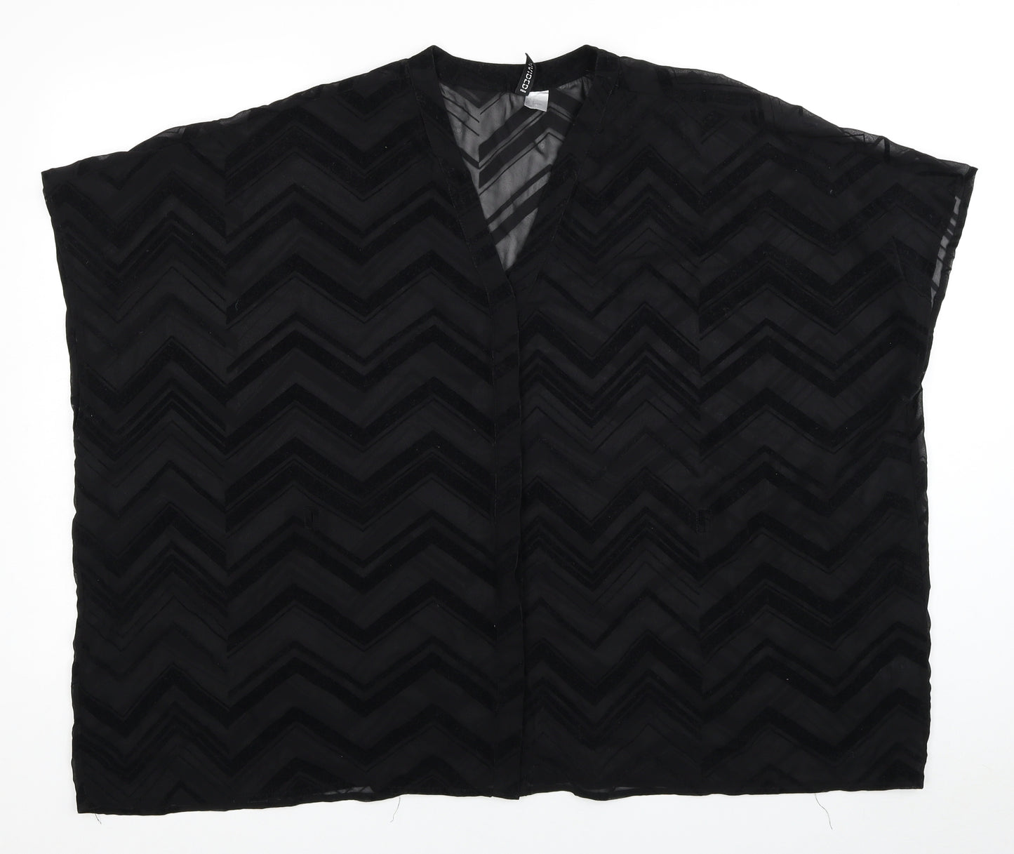Divided by H&M Womens Black Geometric Polyester Kimono Blouse Size 10 V-Neck