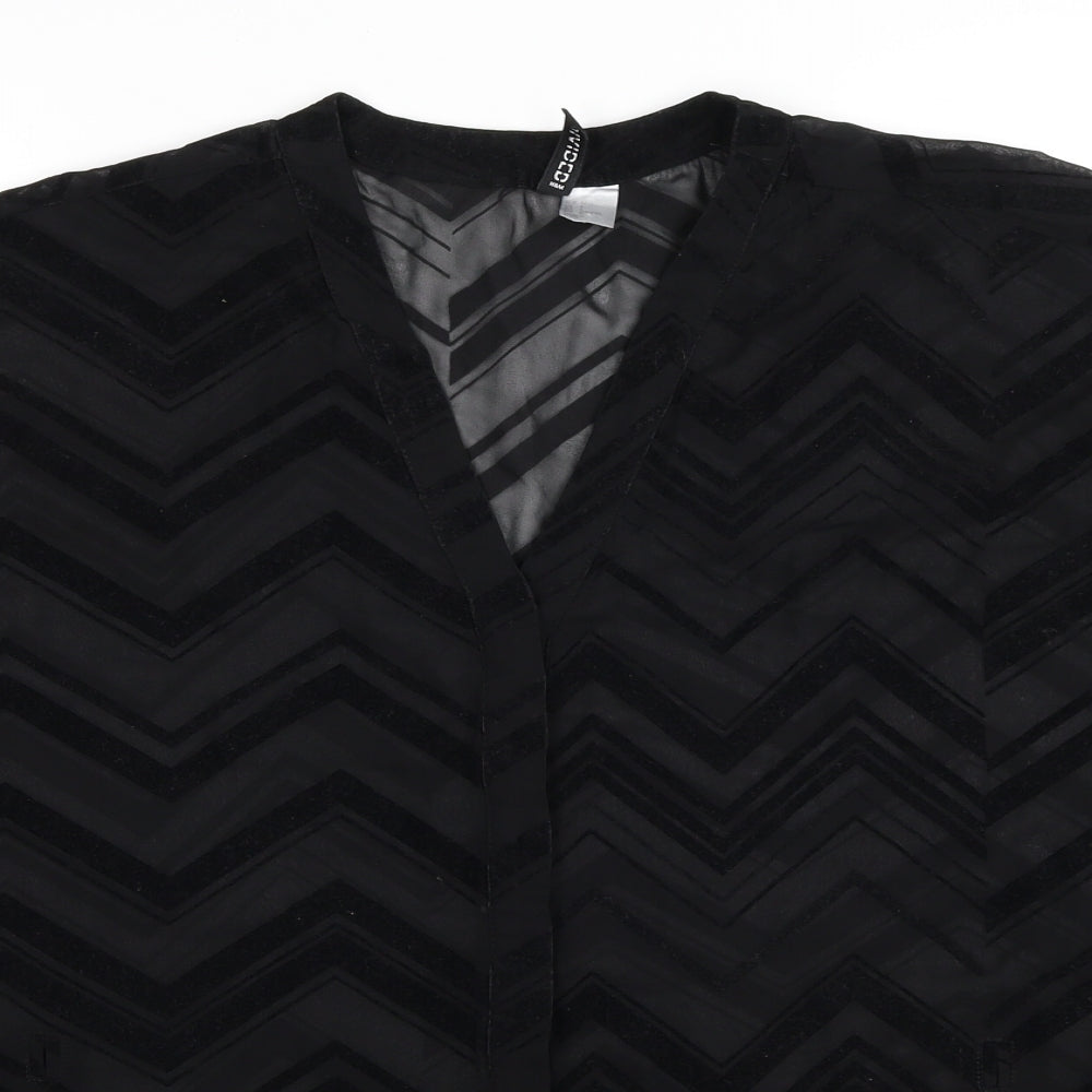 Divided by H&M Womens Black Geometric Polyester Kimono Blouse Size 10 V-Neck