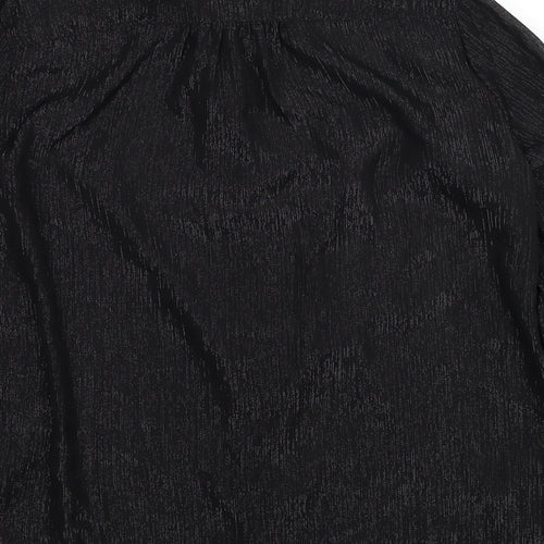 Divided by H&M Womens Black Geometric Polyester Basic Button-Up Size 12 V-Neck