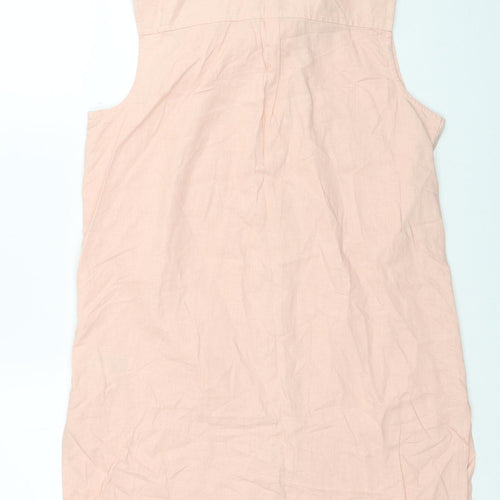 Primark Womens Pink Linen Basic Button-Up Size 12 V-Neck