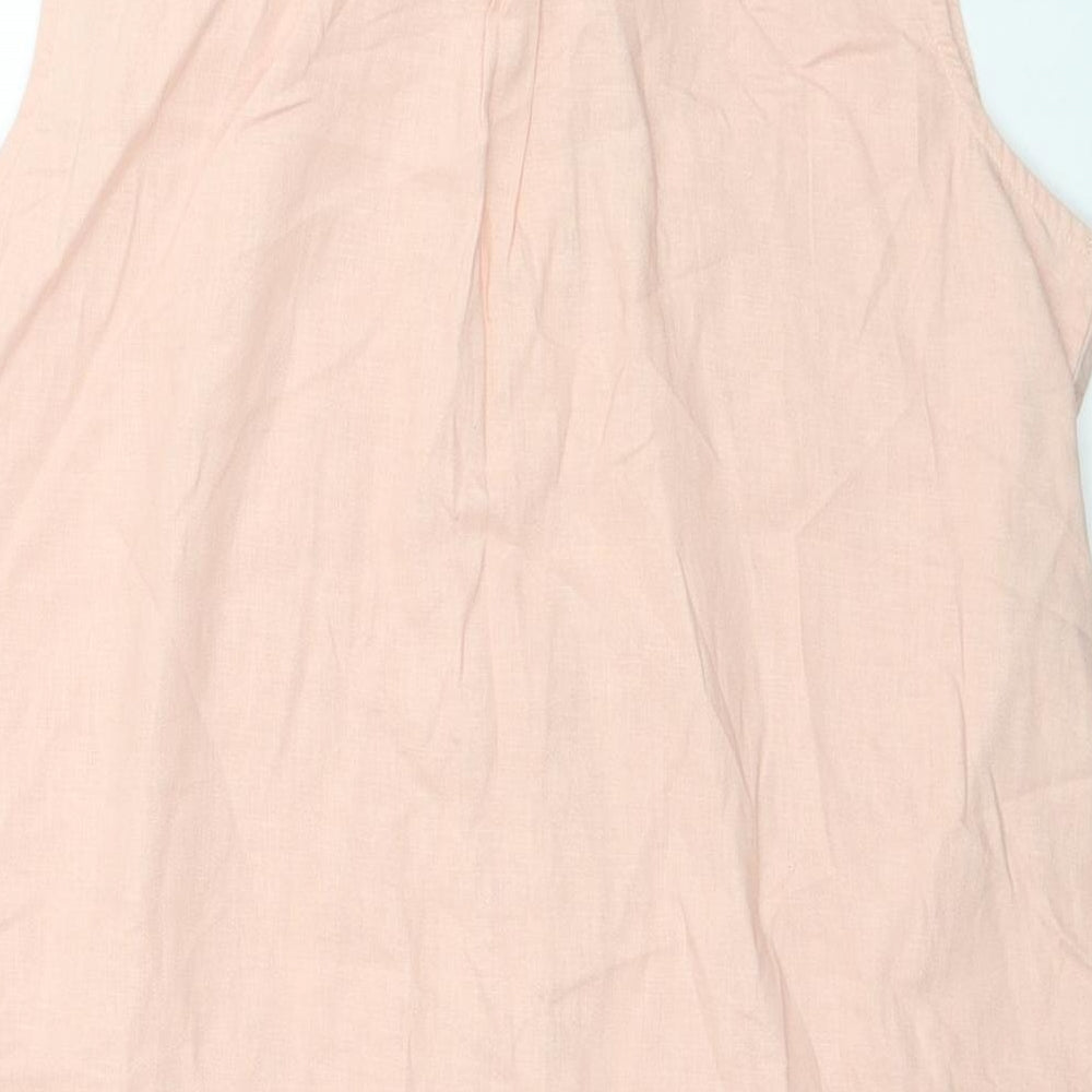 Primark Womens Pink Linen Basic Button-Up Size 12 V-Neck