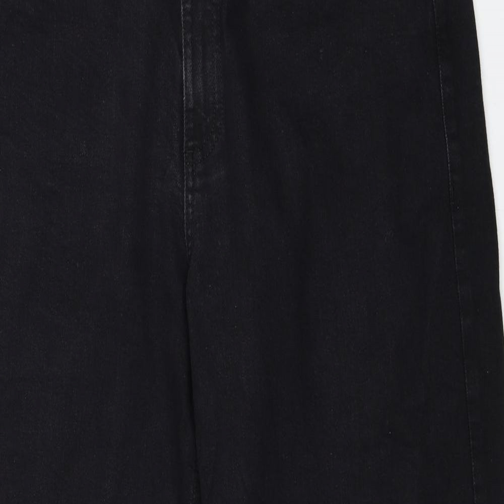 Marks and Spencer Womens Black Cotton Straight Jeans Size 16 Regular Zip