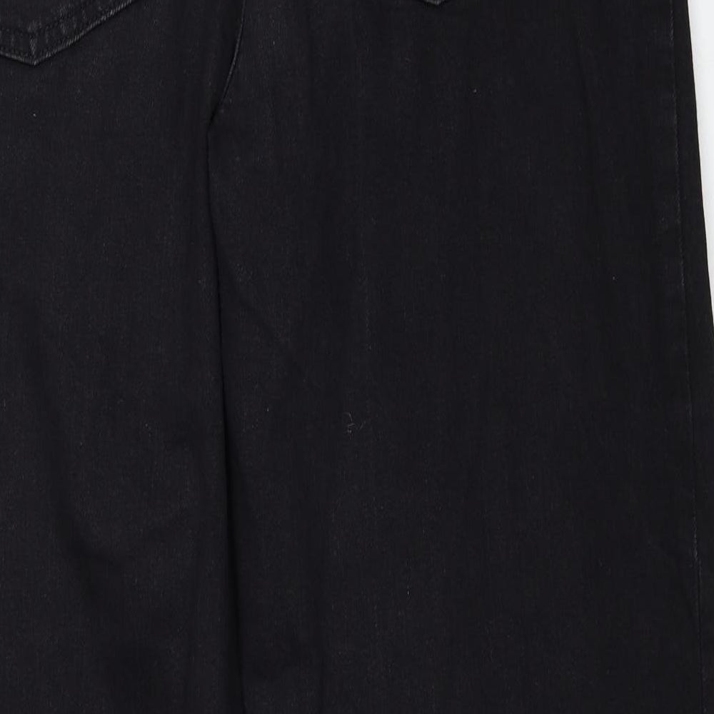 Marks and Spencer Womens Black Cotton Straight Jeans Size 16 Regular Zip