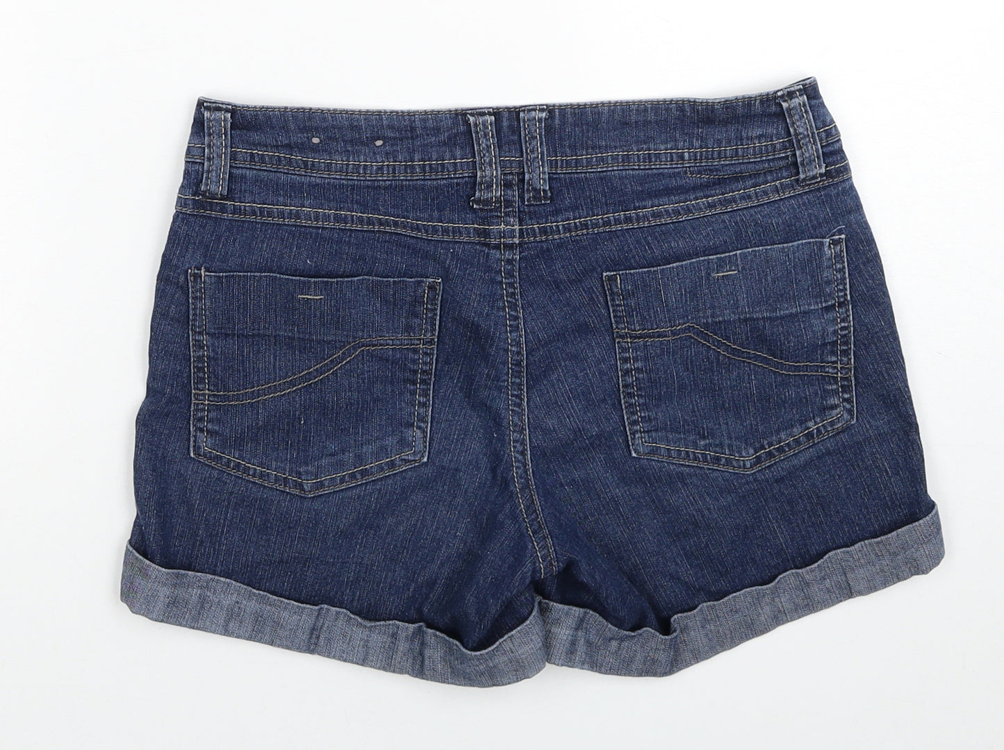 Dorothy Perkins Womens Blue Cotton Mom Shorts Size 6 Regular Zip