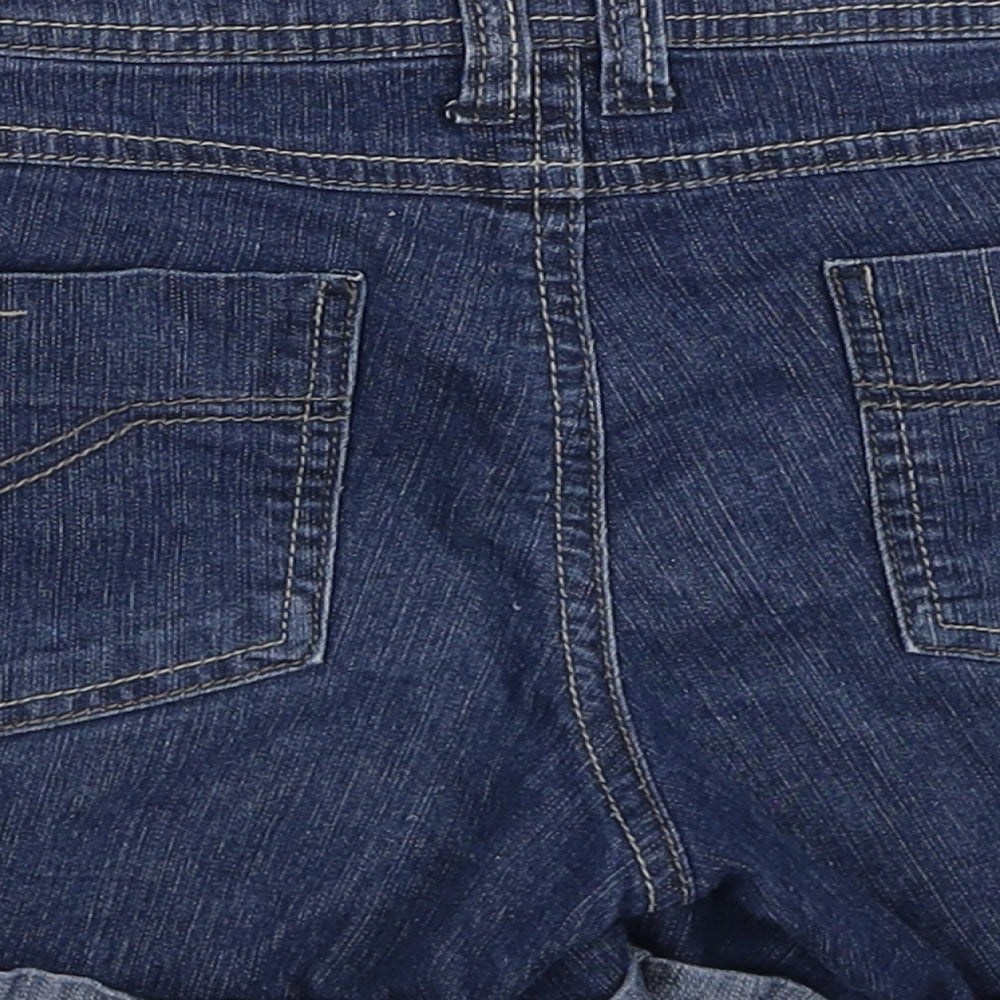Dorothy Perkins Womens Blue Cotton Mom Shorts Size 6 Regular Zip