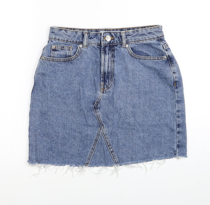 Denim & Co. Womens Blue Cotton Straight & Pencil Skirt Size 8 Zip