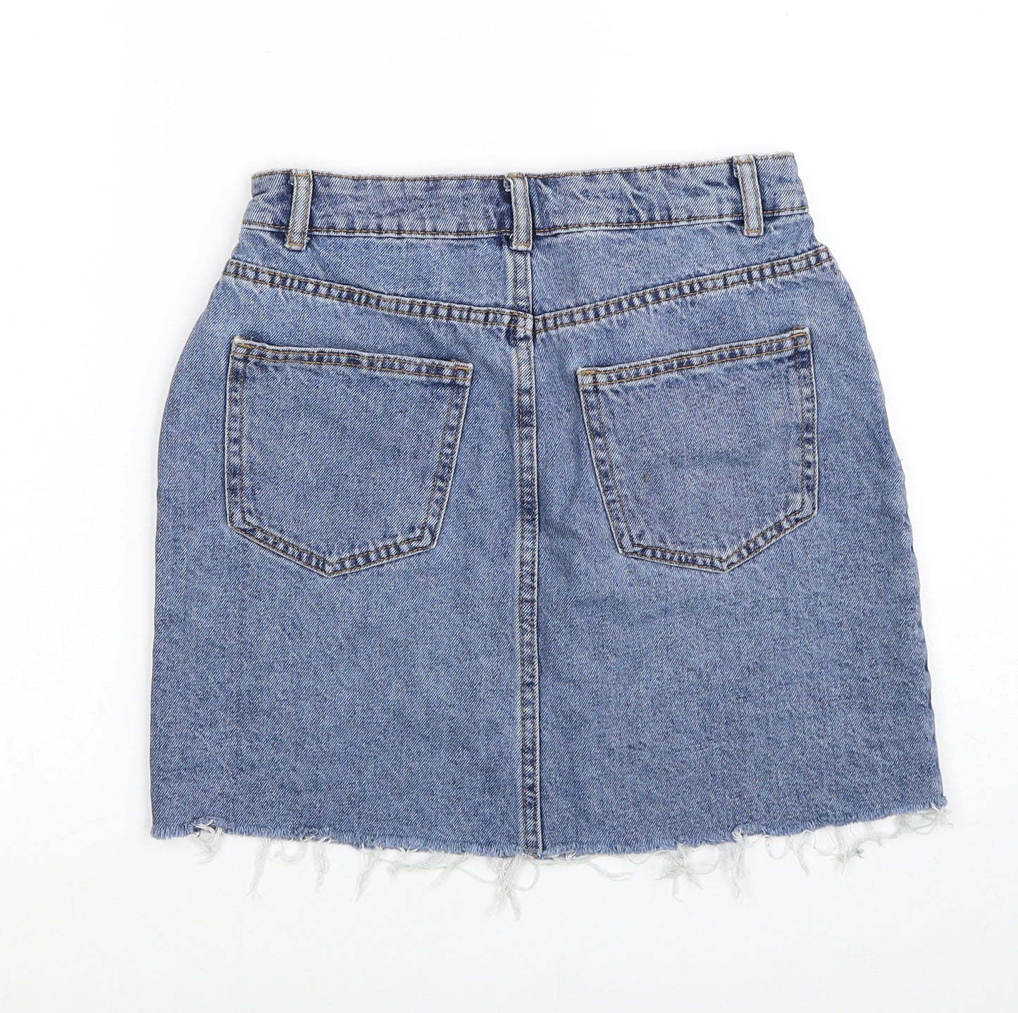 Denim & Co. Womens Blue Cotton Straight & Pencil Skirt Size 8 Zip