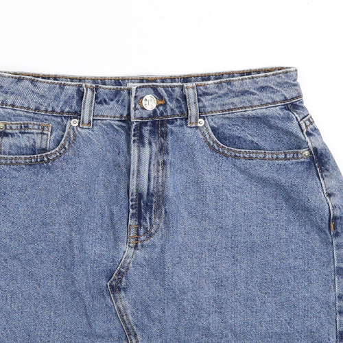 Denim & Co. Womens Blue Cotton Straight & Pencil Skirt Size 8 Zip