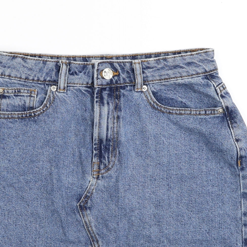 Denim & Co. Womens Blue Cotton Straight & Pencil Skirt Size 8 Zip