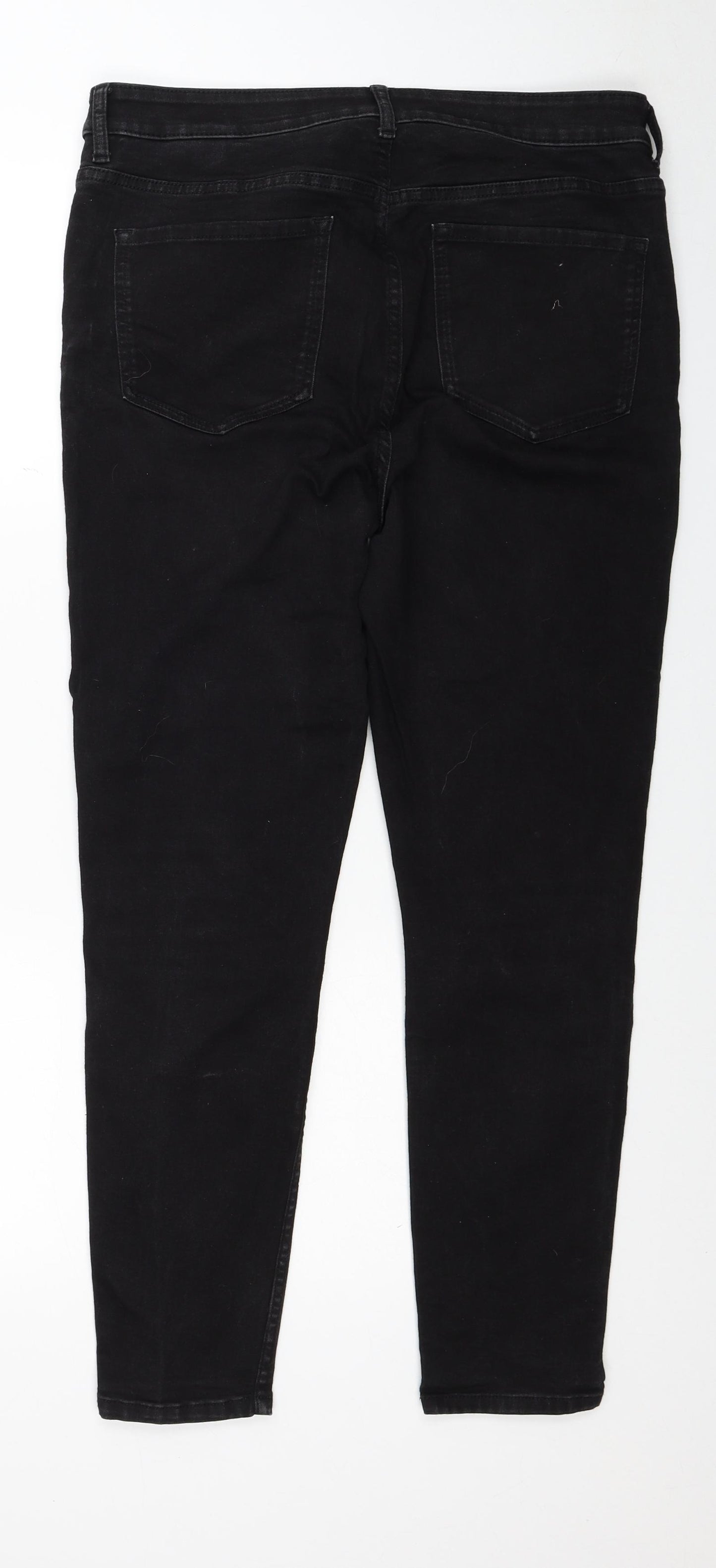Marks and Spencer Womens Black Cotton Skinny Jeans Size 16 Regular Zip