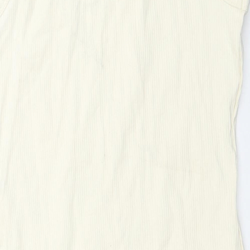 Bershka Womens Ivory Cotton Bodycon Size XL Round Neck Pullover