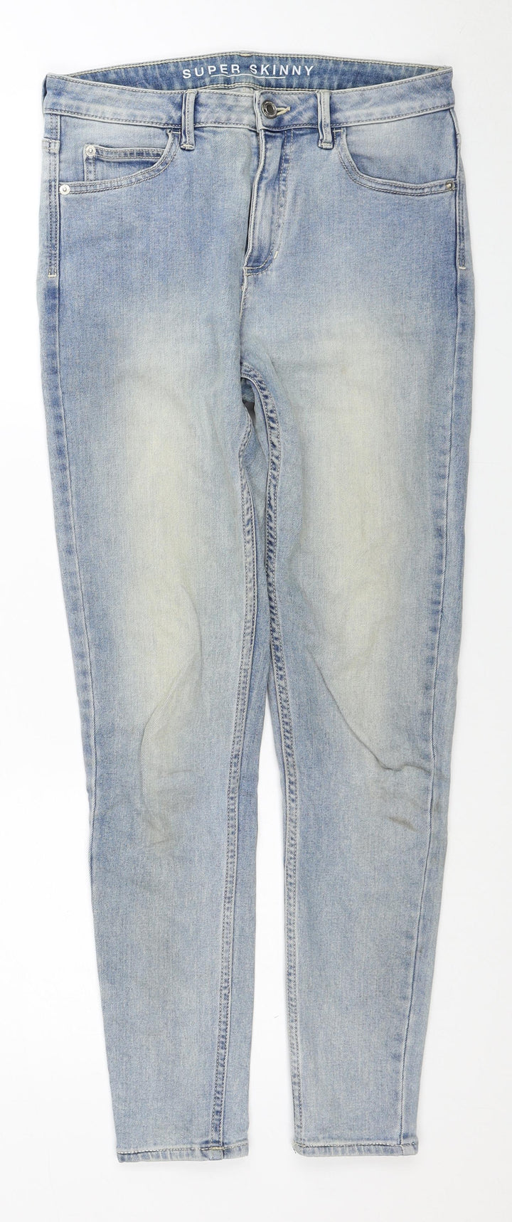 Marks and Spencer Womens Blue Cotton Skinny Jeans Size 8 Regular Zip