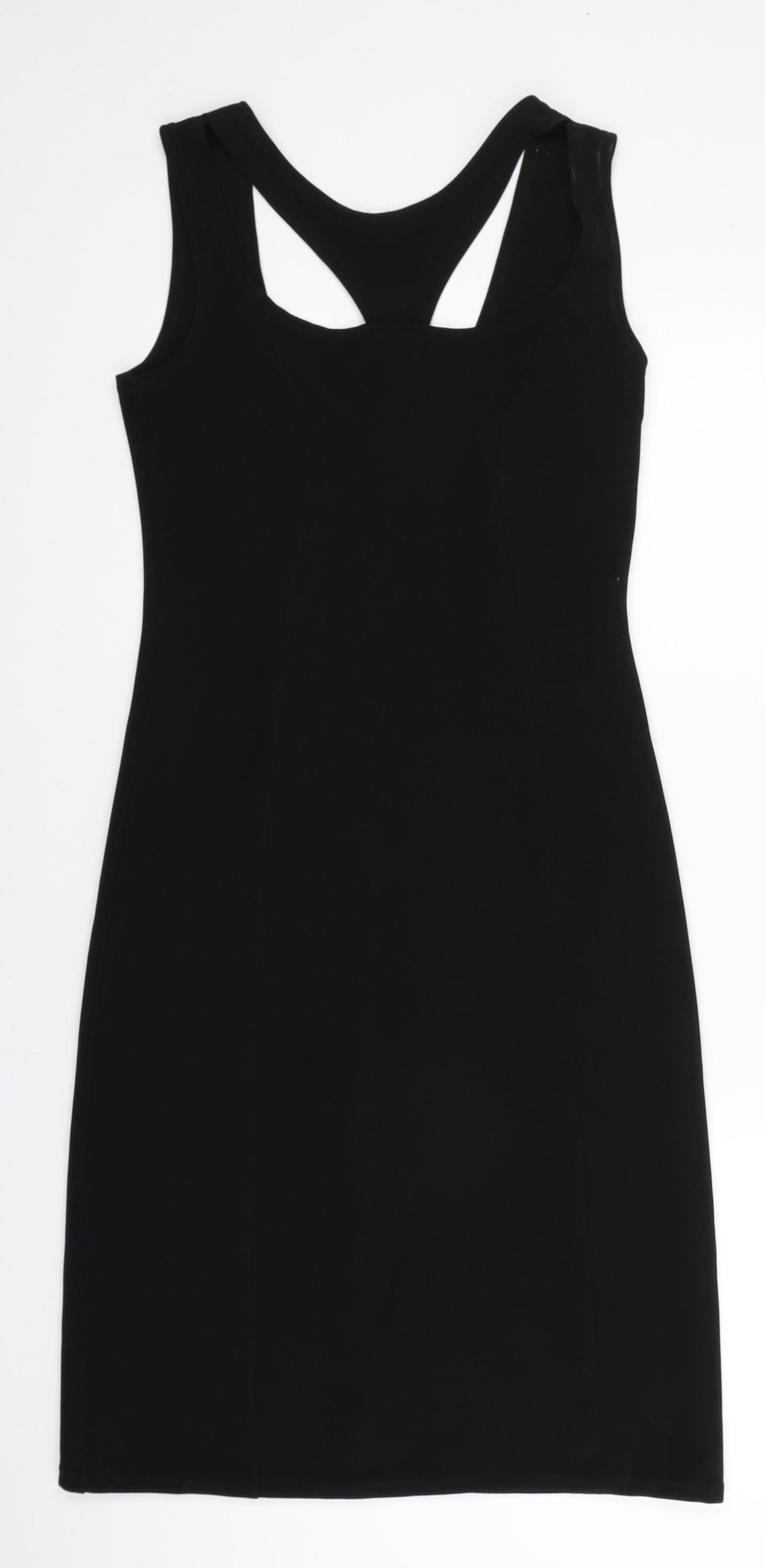 Rare London Womens Black Polyester A-Line Size 10 Square Neck Zip