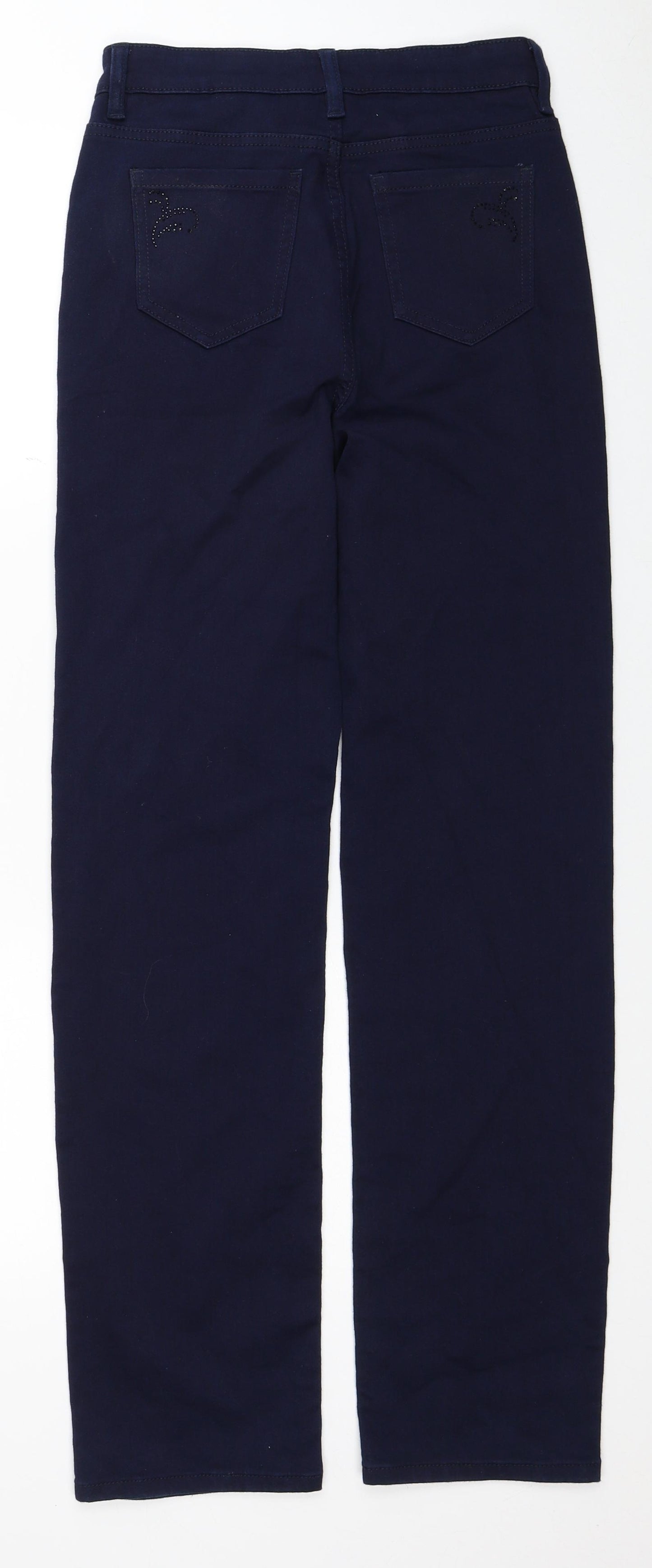 Marks and Spencer Womens Blue Cotton Straight Jeans Size 8 Regular Zip