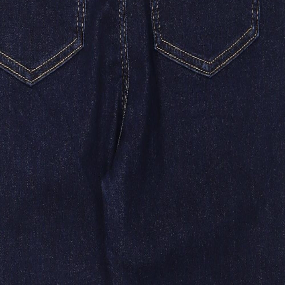 Marks and Spencer Womens Blue Cotton Straight Jeans Size 12 Slim Zip