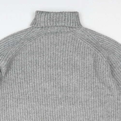 Marks and Spencer Girls Grey Polyester Jumper Dress Size 12-13 Years Roll Neck Pullover