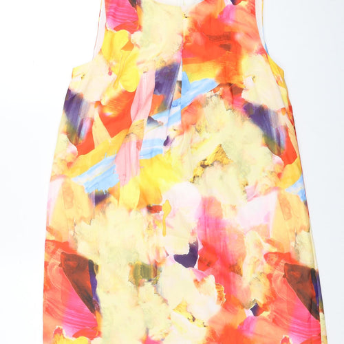 H&M Womens Multicoloured Geometric Polyester A-Line Size 12 Round Neck Zip