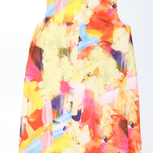 H&M Womens Multicoloured Geometric Polyester A-Line Size 12 Round Neck Zip