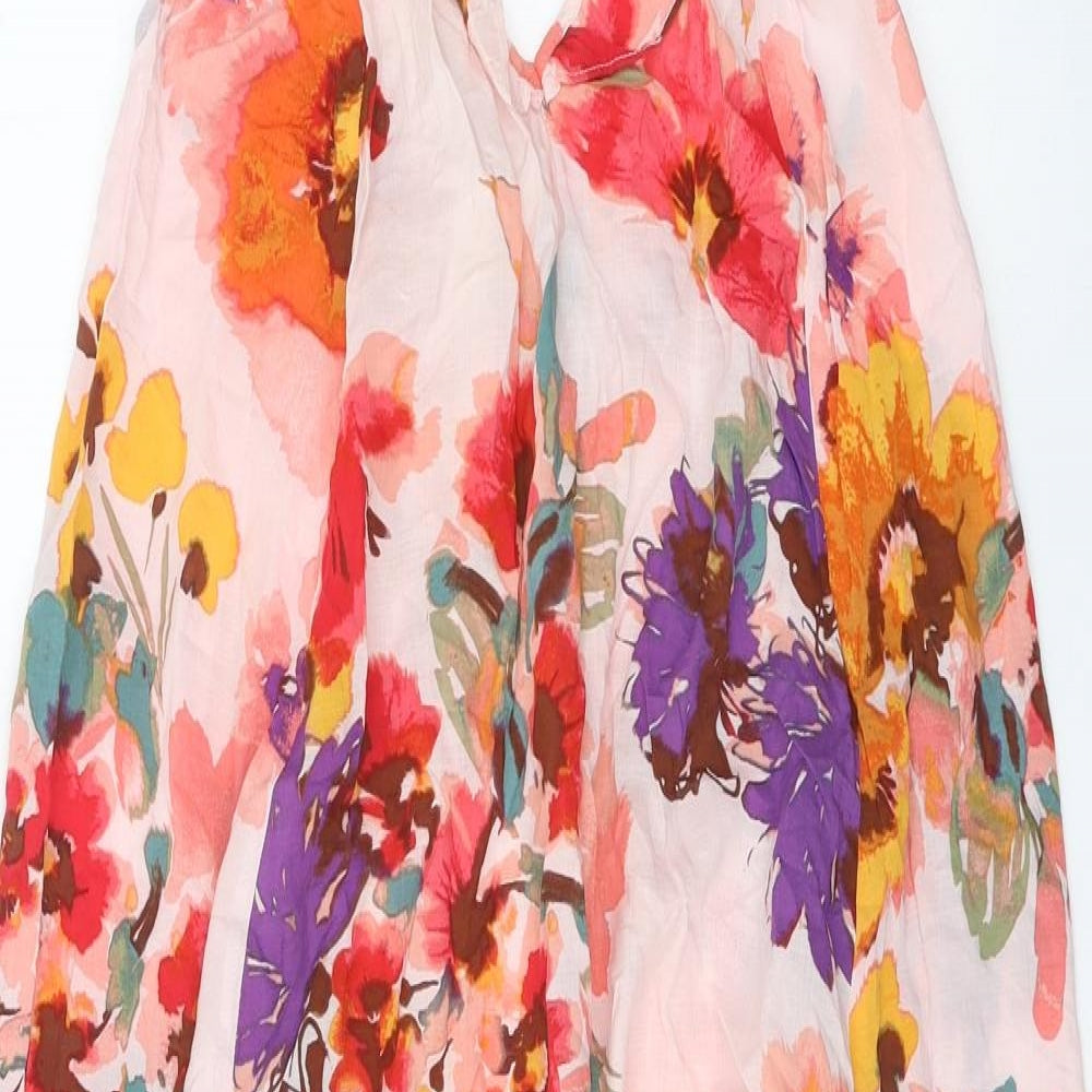 H&M Womens Multicoloured Floral Lyocell Trapeze & Swing Size S V-Neck Pullover