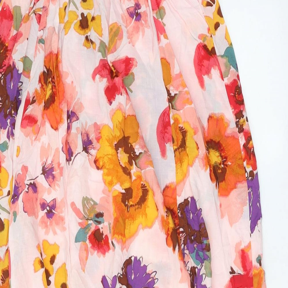 H&M Womens Multicoloured Floral Lyocell Trapeze & Swing Size S V-Neck Pullover