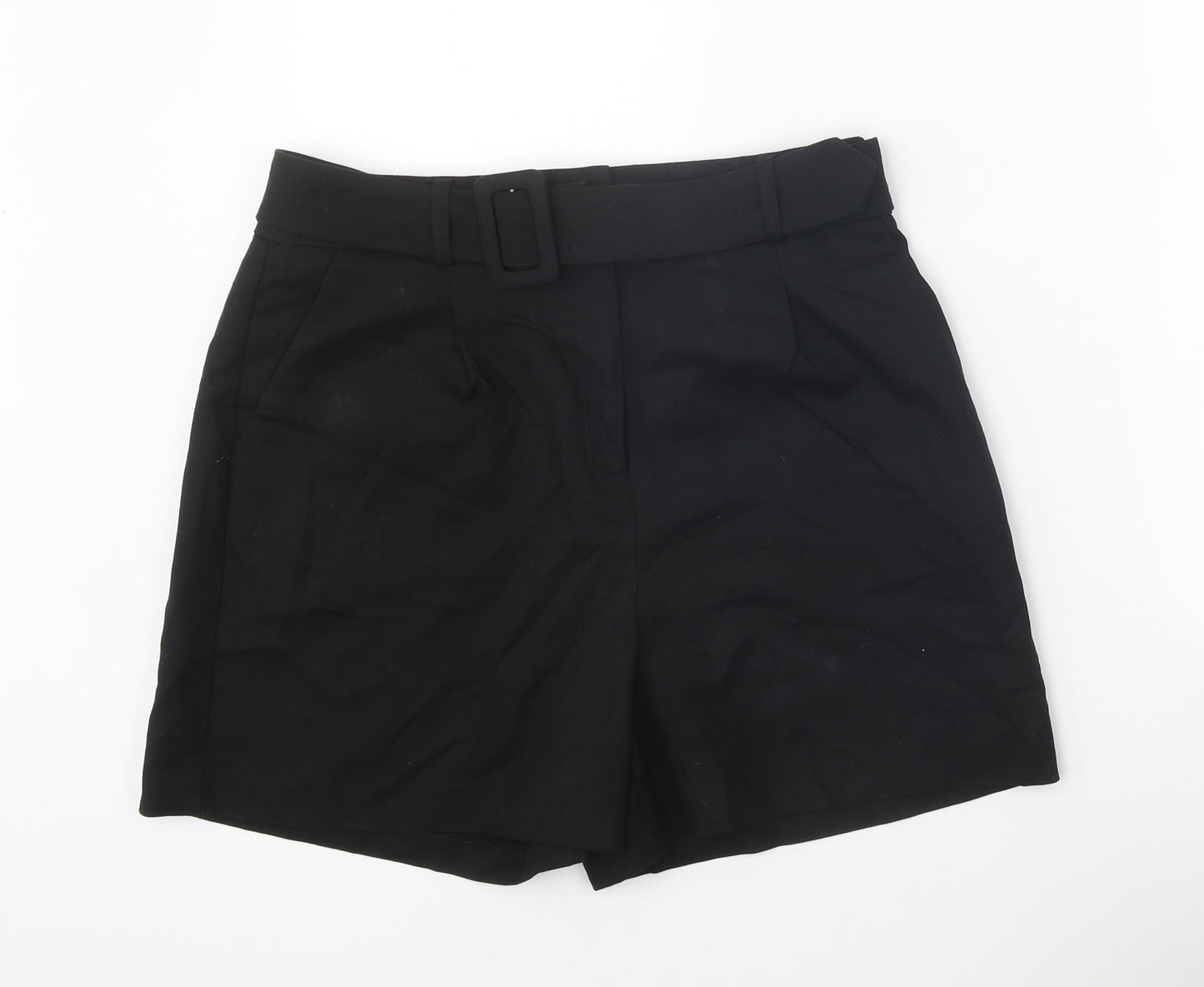 Warehouse Womens Black Cotton Chino Shorts Size 14 Regular Zip