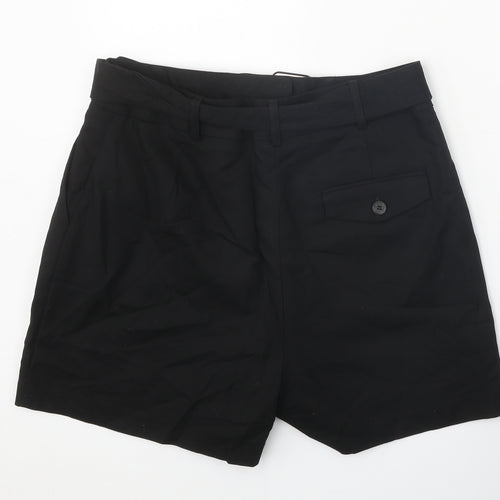 Warehouse Womens Black Cotton Chino Shorts Size 14 Regular Zip