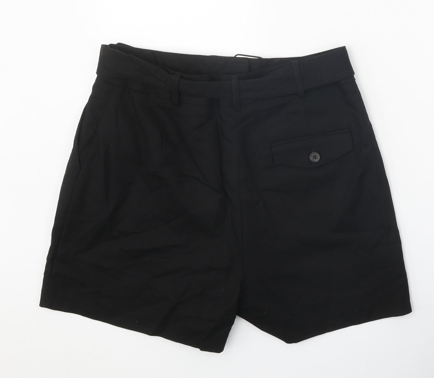 Warehouse Womens Black Cotton Chino Shorts Size 14 Regular Zip