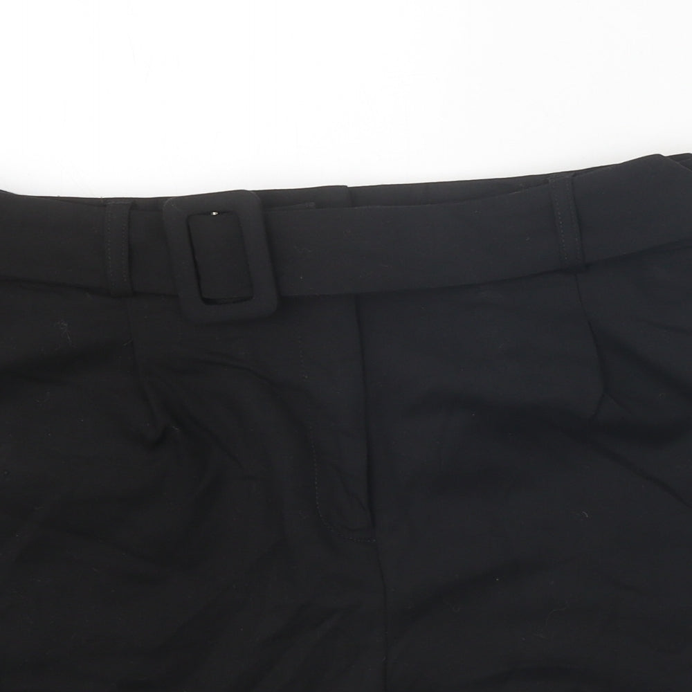 Warehouse Womens Black Cotton Chino Shorts Size 14 Regular Zip