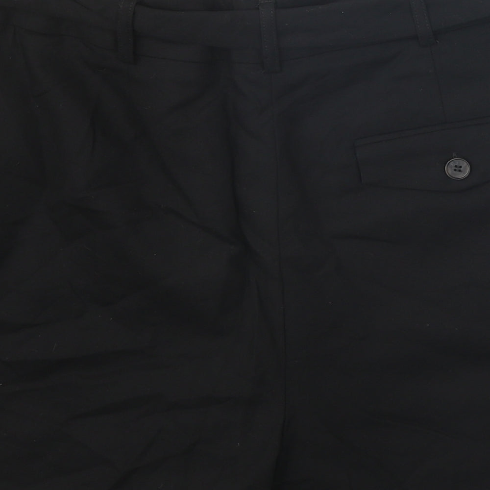 Warehouse Womens Black Cotton Chino Shorts Size 14 Regular Zip