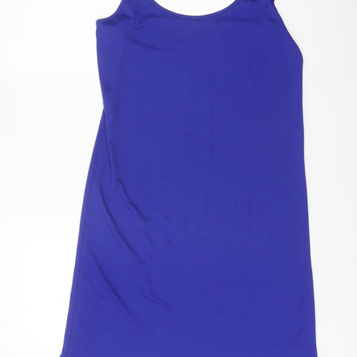 Peacocks Womens Blue Polyester Slip Dress Size 10 Scoop Neck Pullover