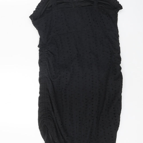 PRETTYLITTLETHING Womens Black Cotton Bodycon Size 12 Sweetheart Zip