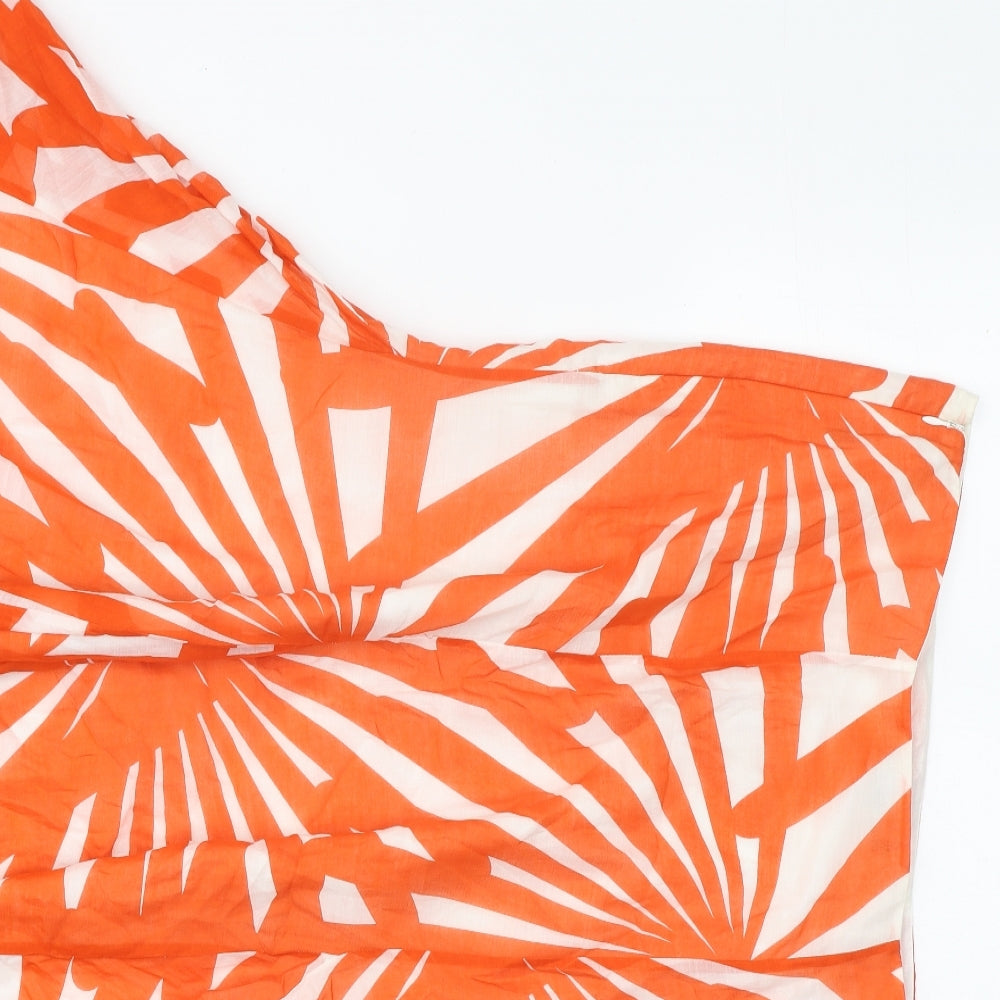 Jaeger Womens Orange Floral Cotton Swing Skirt Size 32 in Zip