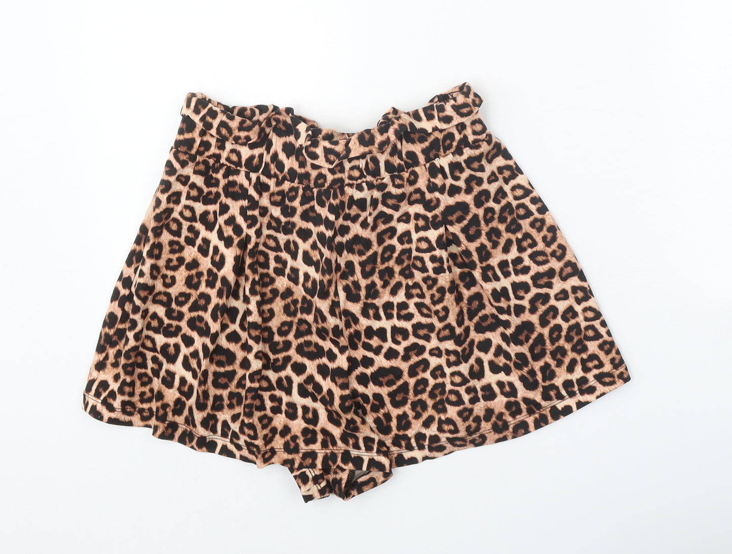 ASOS Womens Brown Animal Print Viscose Hot Pants Shorts Size 8 Regular Tie - Leopard Print