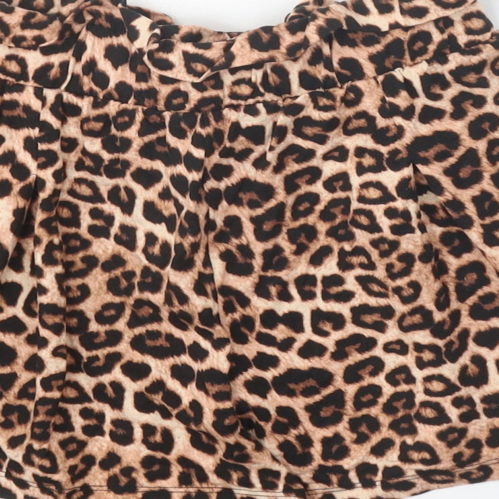 ASOS Womens Brown Animal Print Viscose Hot Pants Shorts Size 8 Regular Tie - Leopard Print