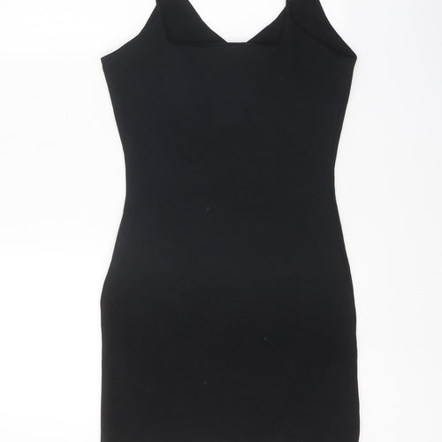 Mango Womens Black Polyester Bodycon Size S V-Neck Pullover