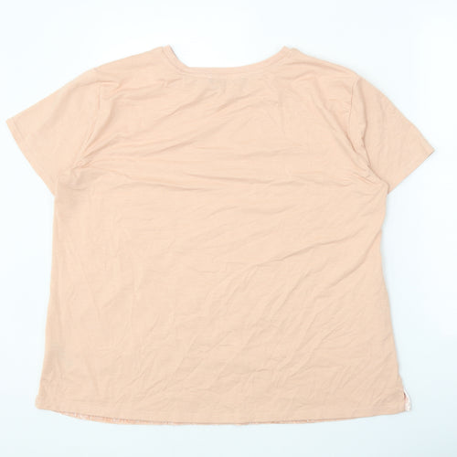 Marks and Spencer Womens Pink Polyester Basic T-Shirt Size 14 Round Neck