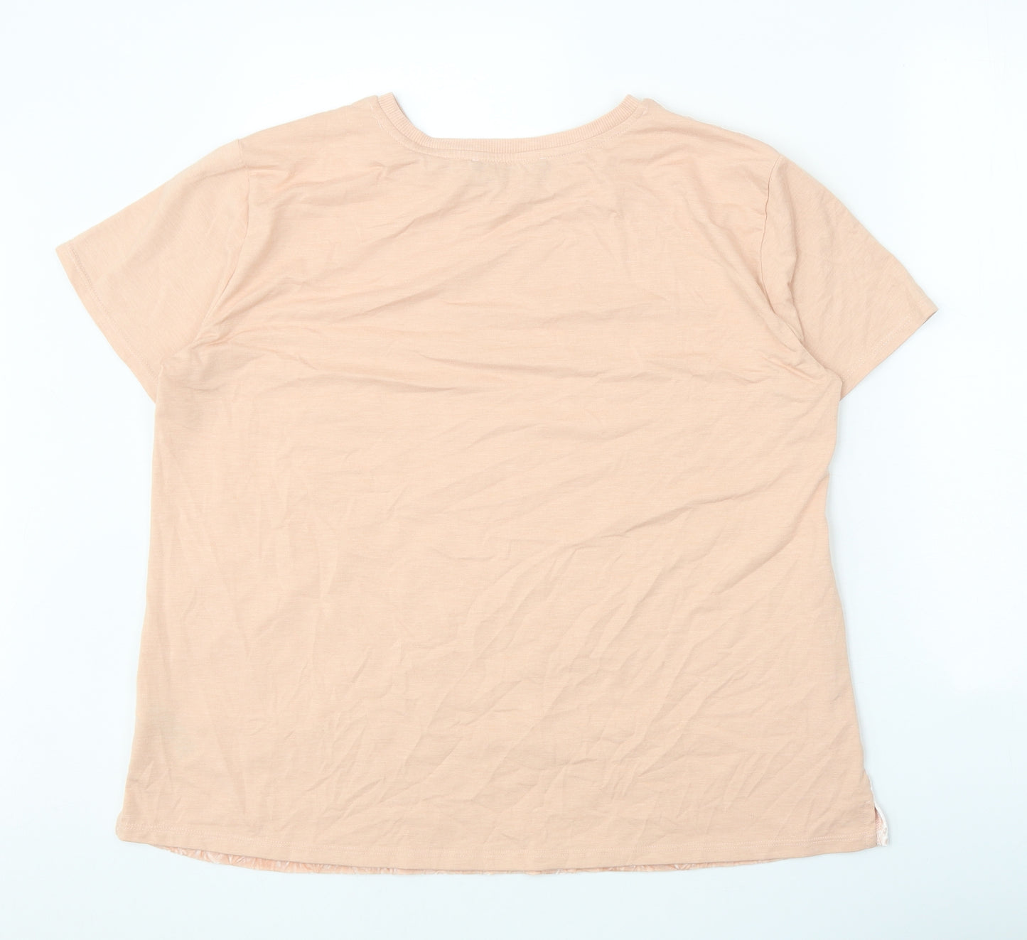 Marks and Spencer Womens Pink Polyester Basic T-Shirt Size 14 Round Neck