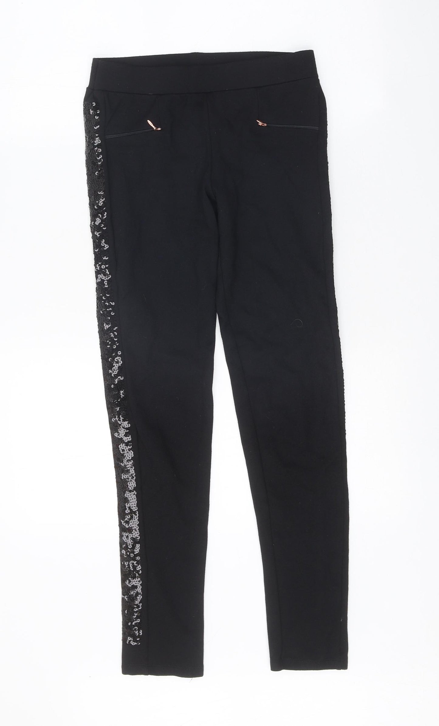 Ted Baker Girls Black Viscose Jogger Trousers Size 12-13 Years Regular Pullover - Leggings