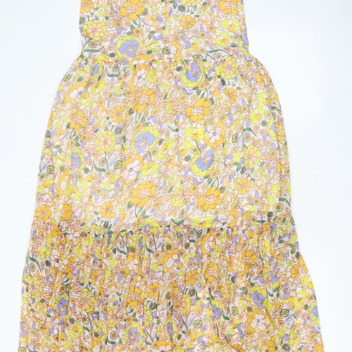 Violet Romance Womens Yellow Floral Polyester Maxi Size 6 V-Neck Pullover