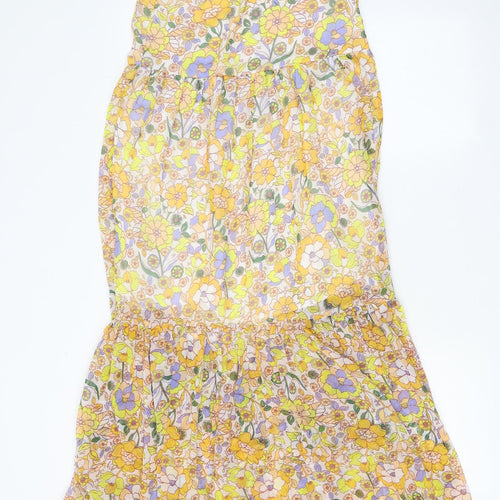 Violet Romance Womens Yellow Floral Polyester Maxi Size 6 V-Neck Pullover