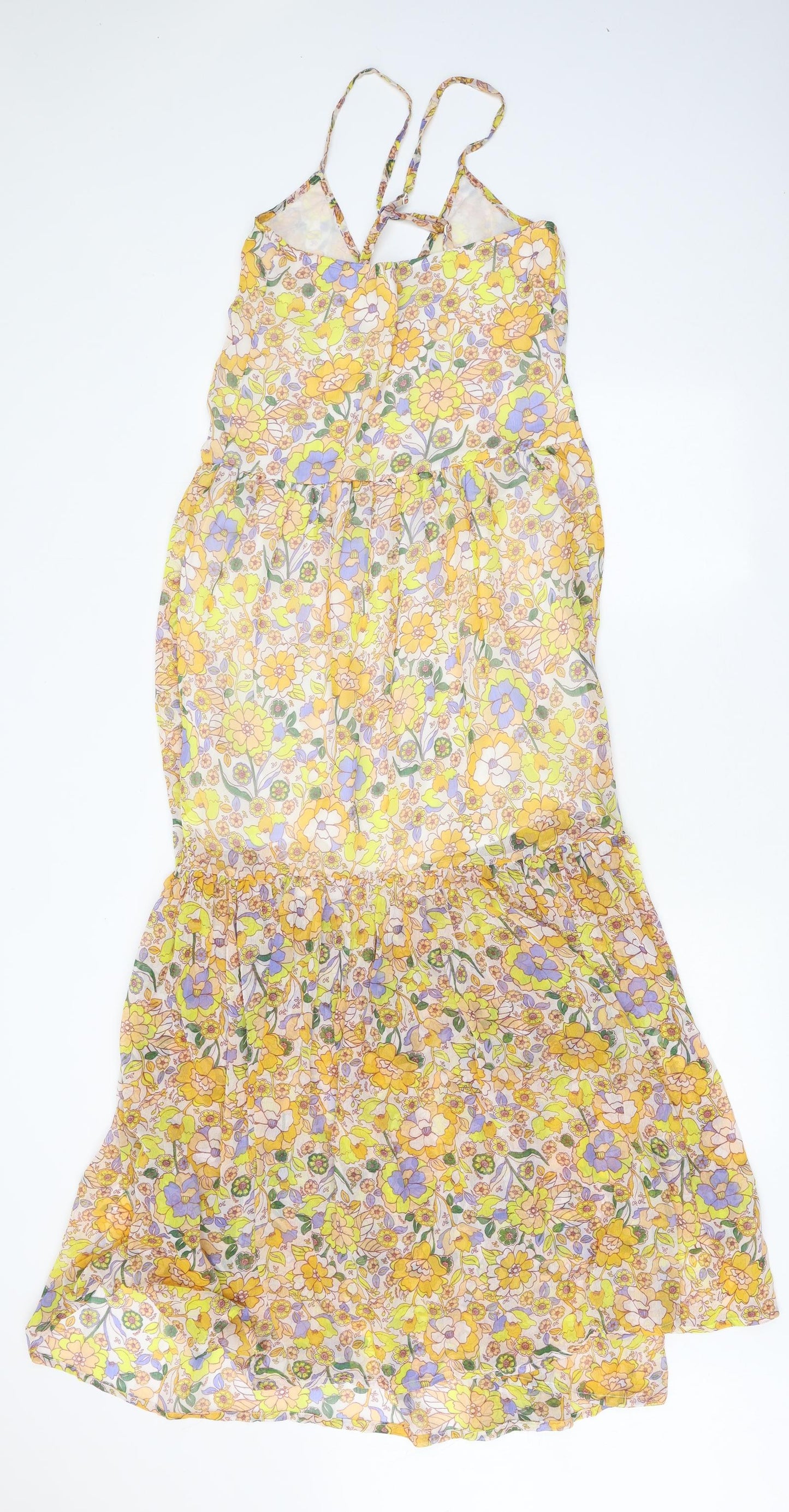 Violet Romance Womens Yellow Floral Polyester Maxi Size 6 V-Neck Pullover