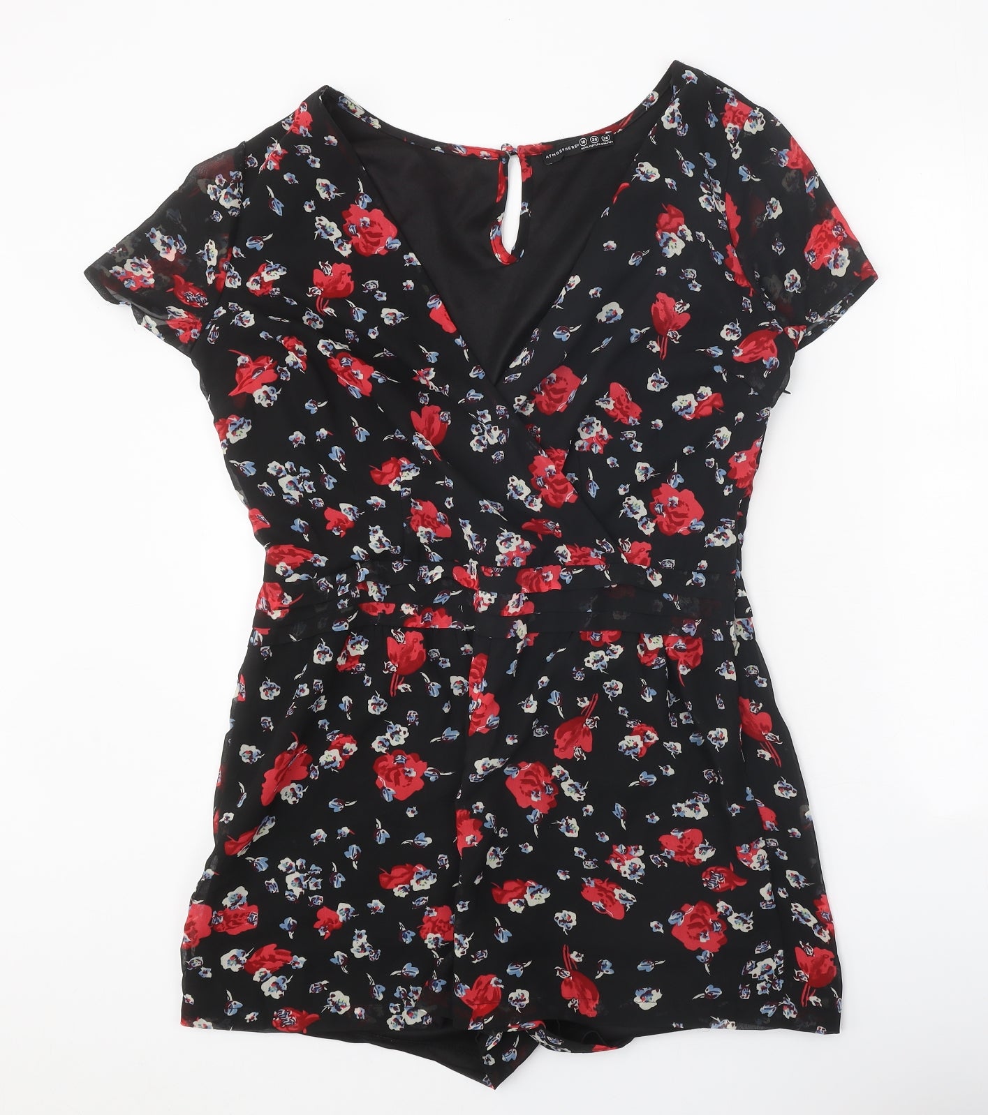 Atmosphere Womens Black Floral Polyester Playsuit One-Piece Size 10 Zip