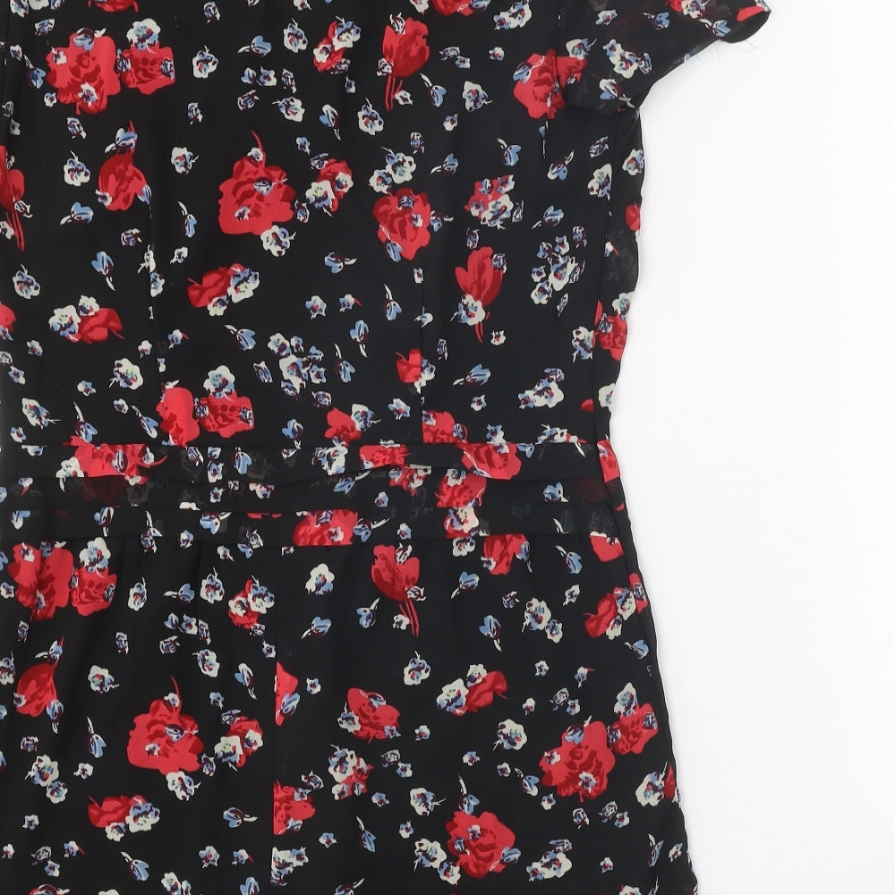 Atmosphere Womens Black Floral Polyester Playsuit One-Piece Size 10 Zip