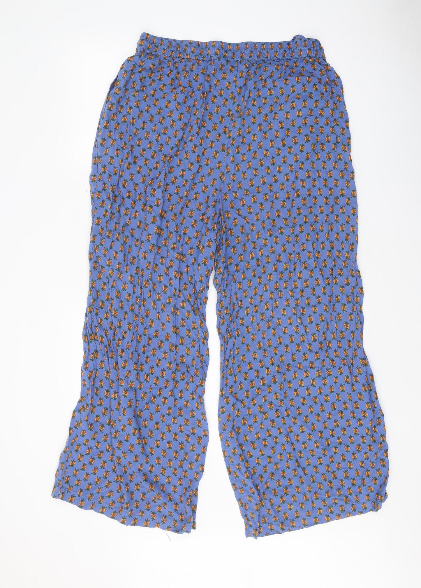 Orvis Womens Blue Geometric Viscose Trousers Size L Regular Tie - Pineapple Print